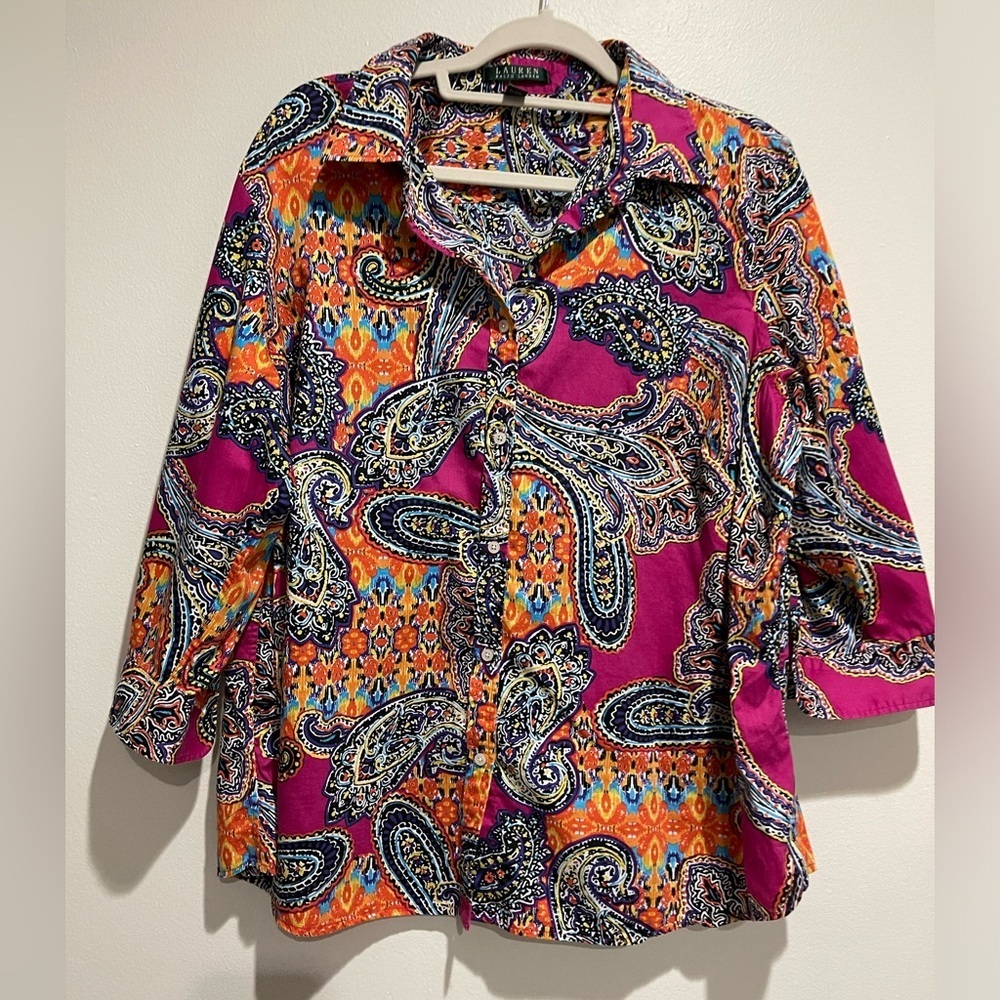 Lauren By Ralph Lauren Women’s Paisley Button Shirt